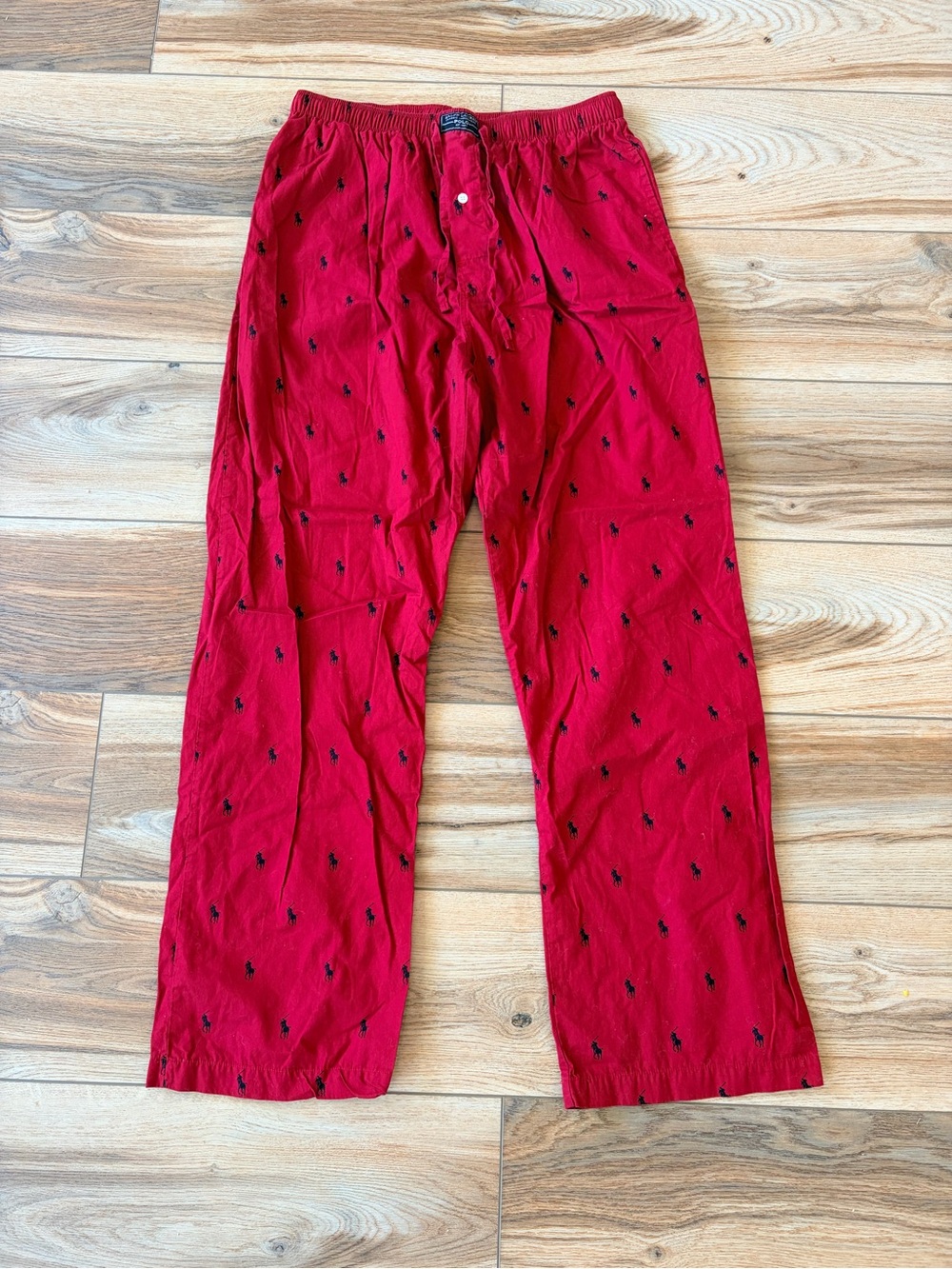 Polo by Ralph Lauren Red Lounge Pants with Black Pony Embroidery